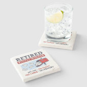 Mailman Retirement Remüde Postarbeiter Steinuntersetzer (Seitenansicht)