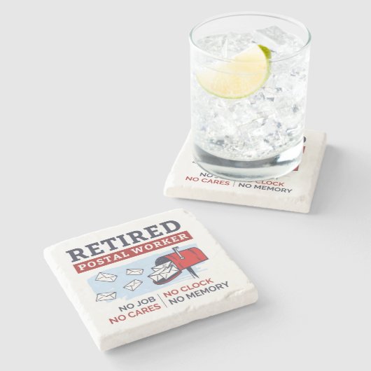 Mailman Retirement Remüde Postarbeiter Steinuntersetzer (Seitenansicht)