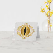 Mailman-Silhouette in der Viktorianischen Frame-Ka Karte (Gelbe Blume)