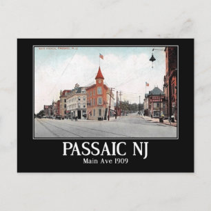 Main Ave. Passaic NJ, 1909 Vintage Postkarte
