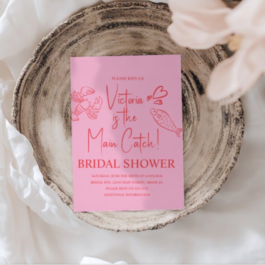 Main Catch Lobster Doodles Bridal Shower Einladung