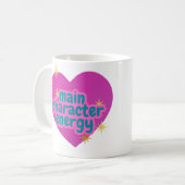 "Main Character Energy" Pink Heart Coffee Tasse (Vorderseite Links)