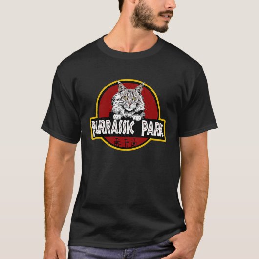 Main Coon Black Silver Tabby Niedlich Cat Parody T-Shirt (Vorderseite)