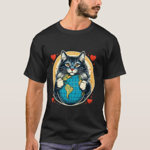 Main Coon Katze Erdentag Umarmen Liebe Besitzer Pl T-Shirt