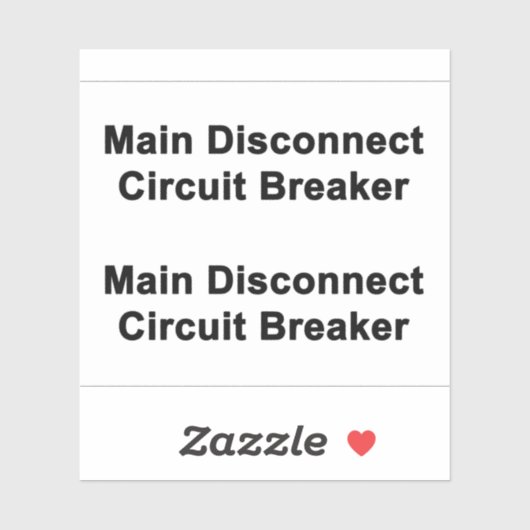 Main Disconnect Circuit Breaker Sticker (Blatt)