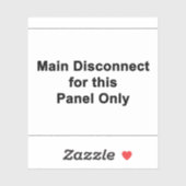 Main Disconnect For This Panel Only Aufkleber (Blatt)