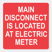 Main Disconnect Located at Electric Meter, Sticker (Vorderseite)