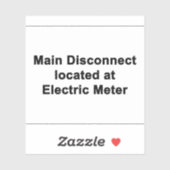 Main Disconnect Located at Electric Meter, Sticker (Blatt)