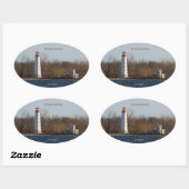 Main Duck Island Light-Aufkleber Ovaler Aufkleber (Blatt)