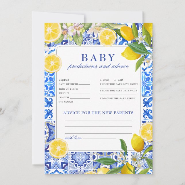 Main squeeze Baby Shower Predictions Advice game (Vorderseite)