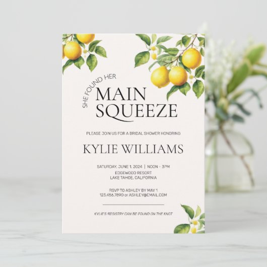 Main Squeeze Brautparty Einladung (Stehend Vorderseite)