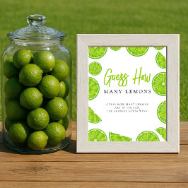 Main Squeeze Bridal Shower How many Lemons Sign Poster