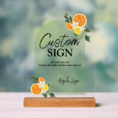 Main Squeeze Citrus Bridal Shower Custom Bar Text Acrylschild (Neutral)