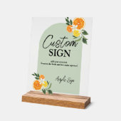 Main Squeeze Citrus Bridal Shower Custom Bar Text Acrylschild (Winkel)