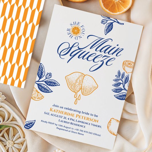 Main Squeeze Citrus Bridal Shower Lemon Bright Einladung