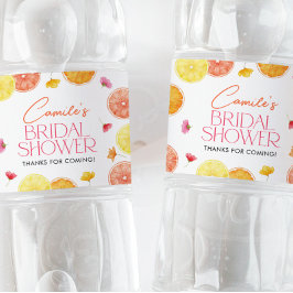 Main Squeeze Citrus Bright Flowers Bridal Shower Wasserflaschenetikett