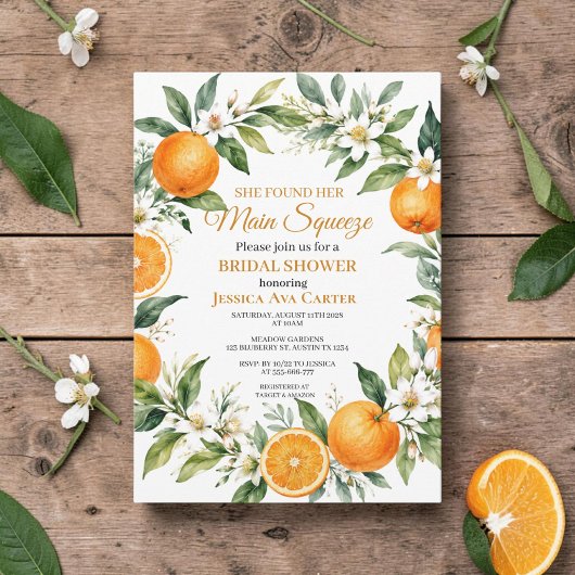 Main Squeeze Citrus Orange Brautparty  Einladung