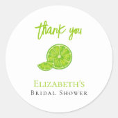 Main Squeeze Green Lime Bridal Shower Thanks Runder Aufkleber (Vorderseite)