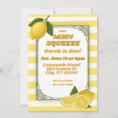 Main Squeeze ist Eins, Lemon 1. Geburtstag Einladung (Vorderseite)