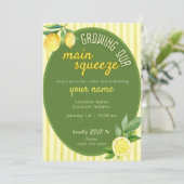 Main Squeeze Lemon Baby Shower Einladung (Stehend Vorderseite)