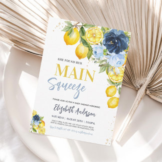 Main Squeeze Lemon Blue Floral Brautparty-Einladun Einladung