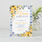 Main Squeeze Lemon Blue Italian Bridal Shower  Einladung (Stehend Vorderseite)