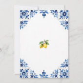 Main Squeeze Lemon Blue Tiles Roses Bridal Shower Einladung (Rückseite)