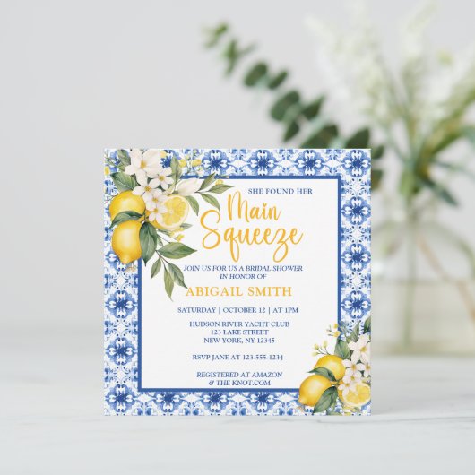 MAIN SQUEEZE LEMON BRAUTPARTY EINLADUNG (Stehend Vorderseite)