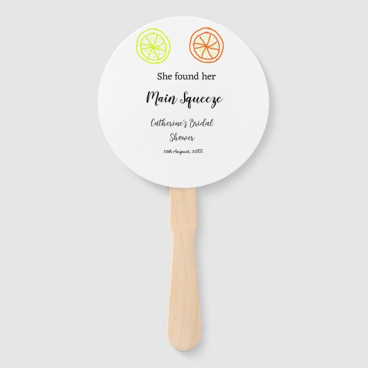 Main Squeeze lemon citrus bridal shower add name d Fächer (Vorderseite)
