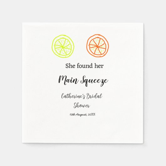 Main Squeeze lemon citrus bridal shower add name d Serviette (Vorderseite)