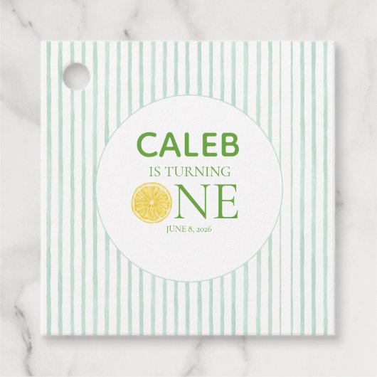 Main squeeze Lemon First Birthday Geschenkanhänger (Vorderseite)