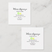 Main squeeze lemon juice homemade business name quadratische visitenkarte (Vorne/Hinten)
