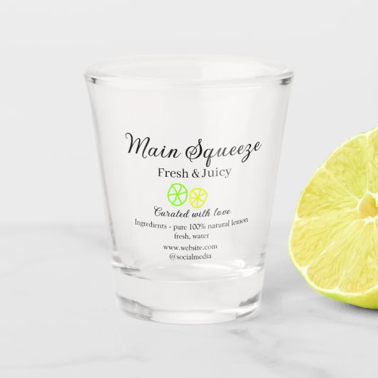 Main squeeze lemon juice homemade business name schnapsglas (Vorderseite)