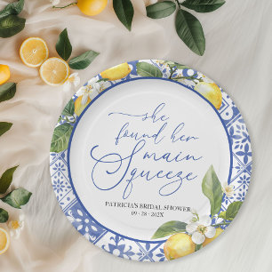 Main Squeeze Lemon Mediterrane Hochzeitsdusche Pappteller