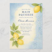 Main Squeeze Lemon QR Code Bridal Shower Einladung (Vorderseite)