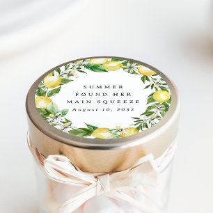 Main Squeeze Lemon Wreath Brautparty Bevorzugung Runder Aufkleber