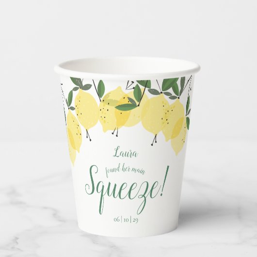 Main Squeeze Lemons Bridal Shower Pappbecher (Vorderseite)
