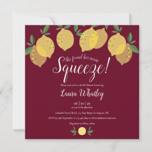 Main Squeeze Lemons Burgund Hochzeitsdusche Einladung