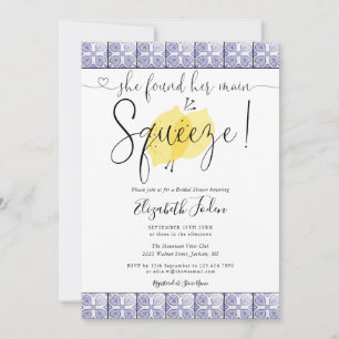Main Squeeze Lemons Fliesen Monogramm Junggesellin Einladung