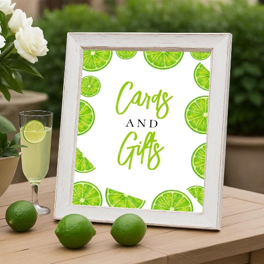 Main Squeeze Lime Bridal Shower Cards & Gifts Sign Poster