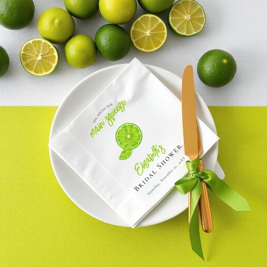 Main Squeeze Lime Green Bridal Shower Paper Napkin Serviette