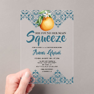 Main Squeeze Mediterrane Hochzeitsdusche Blau Acryleinladungen