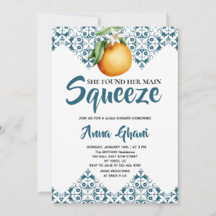 Main Squeeze Mediterrane Hochzeitsdusche Blau Einladung