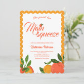 Main Squeeze orange Brautparty Strahlend Einladung (Stehend Vorderseite)