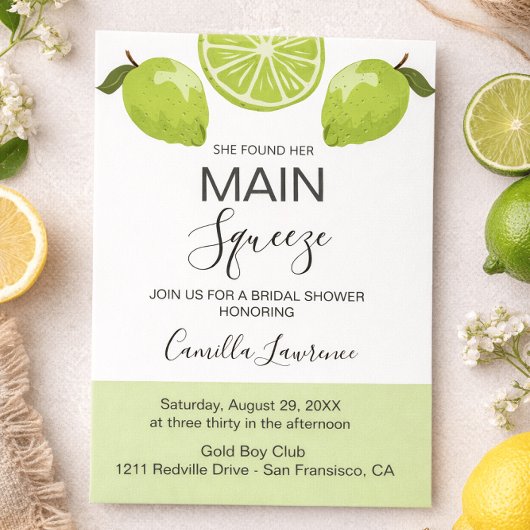 Main Squeeze Tropical Citrus Green Bridal Shower  Einladung