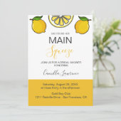 Main Squeeze Tropical Citrus Lemon Bridal Shower  Einladung (Stehend Vorderseite)