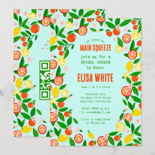 MAIN SQUEEZE Zitrusfrucht QR Sommer BRIDAL SHOWER Einladung