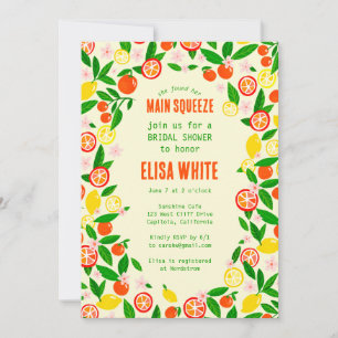 MAIN SQUEEZE Zitrusfrucht QR Sommer BRIDAL SHOWER Einladung