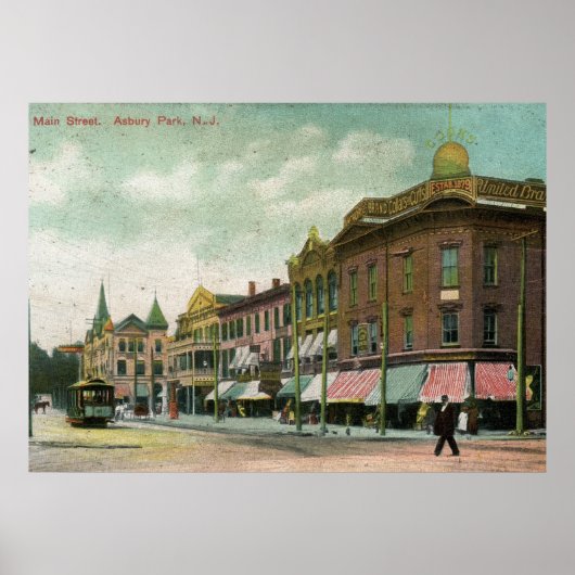 Main St., Asbury Park, NJ 1906 Vintag Poster (Vorne)