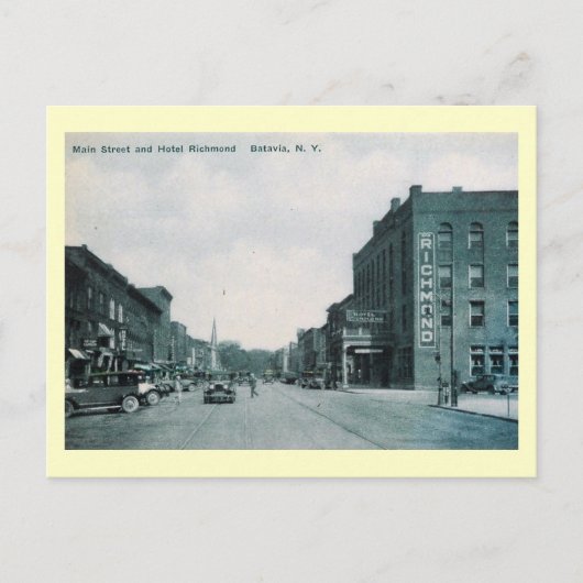Main St., Batavia, New York Vintag Postkarte (Vorderseite)